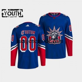 Kinder New York Rangers CUSTOM Eishockey Trikot Adidas 2022-2023 Reverse Retro Blau Authentic